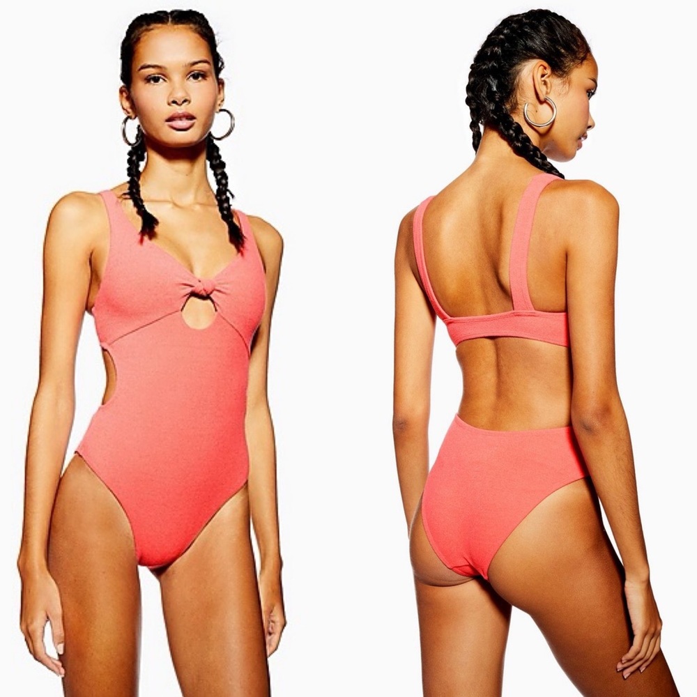 NWOT TopShop Velour One Piece Knot Swimsuit - Picture 1 of 8